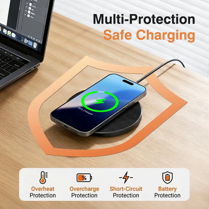 Wireless Charger for iPhone, Portable Charger for Compatible with iPhone 17 16 15 14 13 12 11 Pro Max/Mini/Plus/XR/X/8, Charging Pad for AirPods 4 3 2 Pro, with Charging Adapter, Black