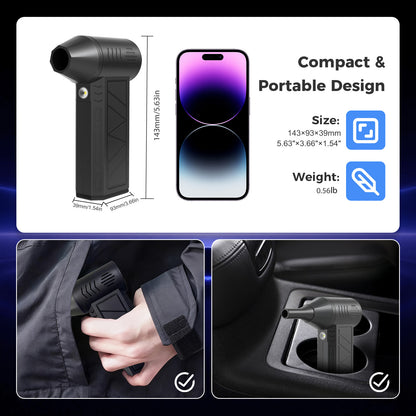 Compressed Air Duster, 180000RPM 3-Gear Adjustable Electric Air Duster with LED Display, Rechargeable Cordless Air Blower with Fast Charging for Computer, Keyboard, House, Outdoor and Car