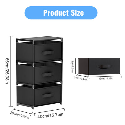 BAOKALER Fabric Dressers for Bedroom with 3 Drawers, Multifunctional Bedroom Storage Cabinet Drawers for Clothes, Small Dresser for Living Room, Hallway, Black