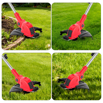 CATGOOD Cordless String Trimmer, 4AH Battery Powered Weed Trimmer with Fast Charger, Red