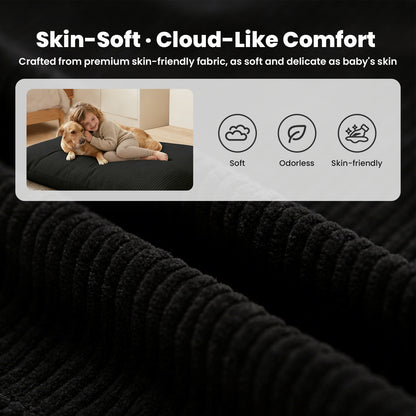 CATGOOD 3-in-1 Bean Bag Chair for Kids Adults, Convertible kids chair with Skin Friendly Fabric for Living Room, Bedroom, Black