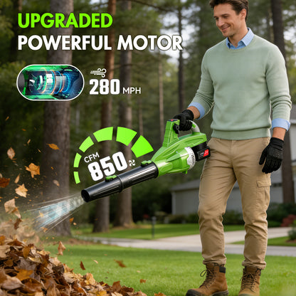 Cordless Leaf Blower, 200 MPH 850 CFM Electric Blower with 8 Speeds, 2¡Á4.0AH Batteries and Charger, Lightweight for Yard, Patio and Dust Cleaning