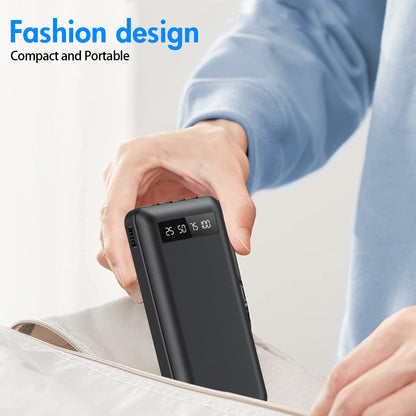 20000mAh Power Bank Portable Fast Charger with 4 Cables, Compatible with iPhone & Samsung, High-Speed Charging Battery Pack, USB-C Cables, Black