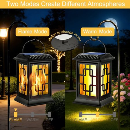 BAOKALER 4?Pack Solar Lantern Outdoor Lights, Waterproof Solar Hanging LED Flickering Flame Lights for Garden, Patio, Pathway, Deck & Yard