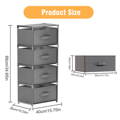 BAOKALER Multifunctional Bedroom Storage Cabinet Drawers for Clothes, Fabric Dressers for Bedroom with 4 Drawers, Small Dresser for Living Room, Hallway, Gray