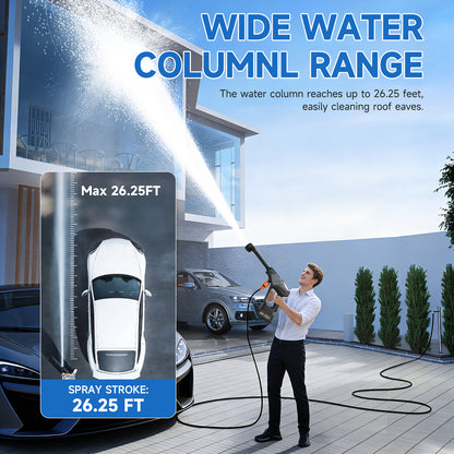 BAOKALER Cordless Pressure Washer, 600 PSI Portable Power Washer with 2 x 4.0AH Batteries, 6-in-1 High Power Washer for Car, Garden, Patio