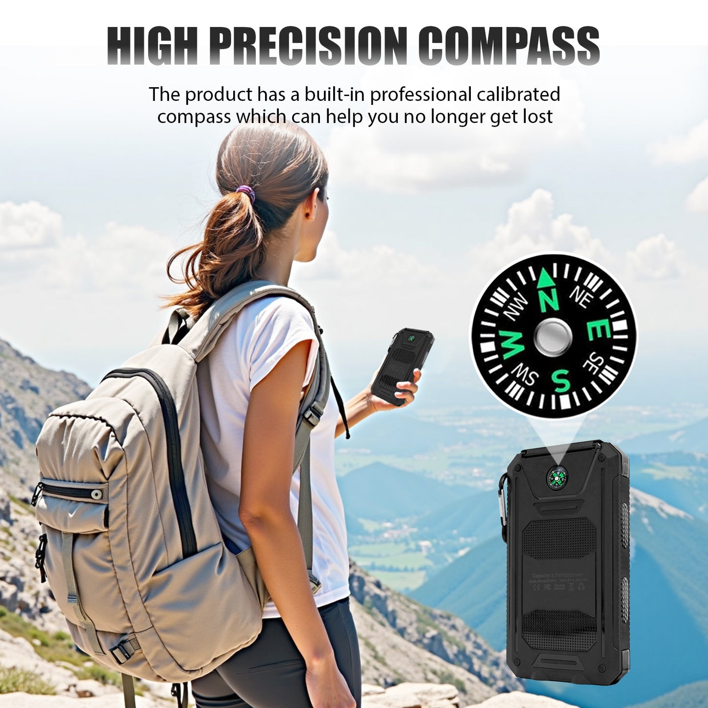 CATGOOD 10000mAh Portable Solar Charger for iphone and Android Power Bank with Dual 5V USB Ports for Outdoor Camping Hiking(Black)