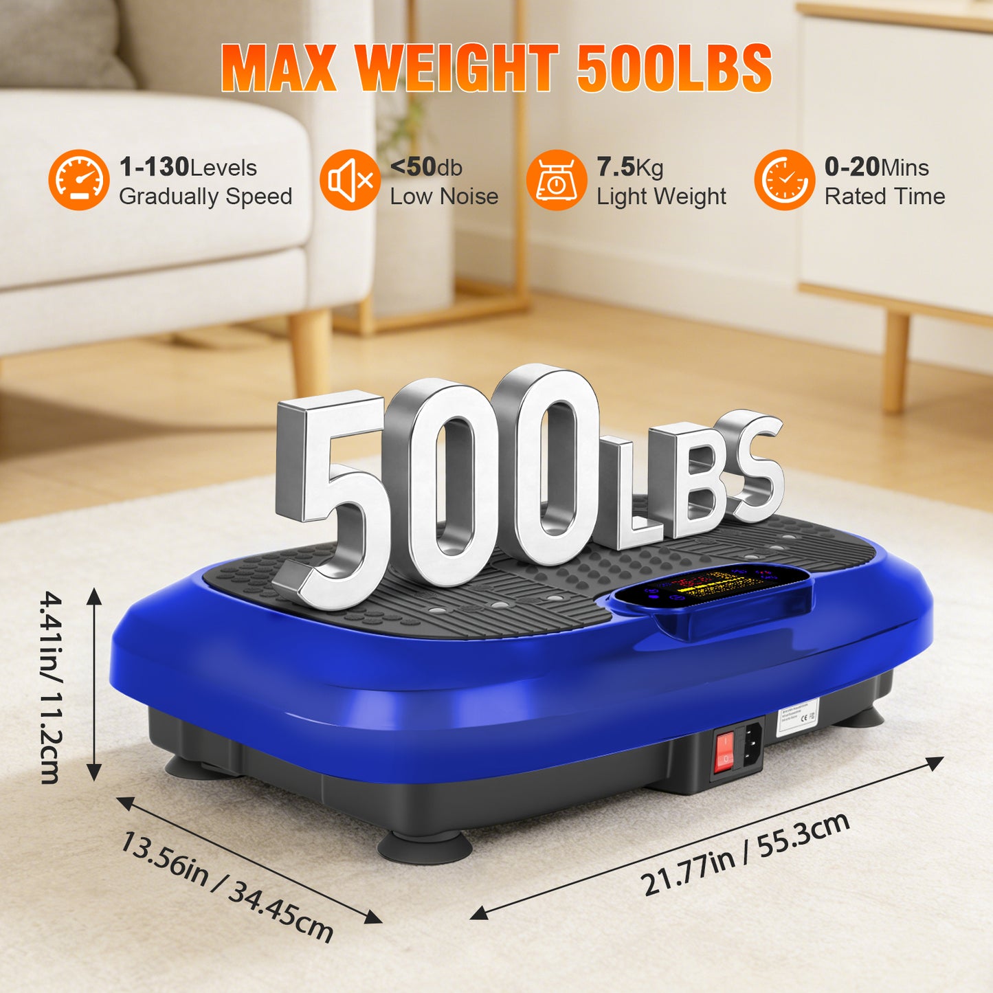 CATGOOD Vibration Plate Exercise Machine, Full Body Vibration Platform with 2 Loops & 5 Resistance Bands for Wellness and Fitness, Blue