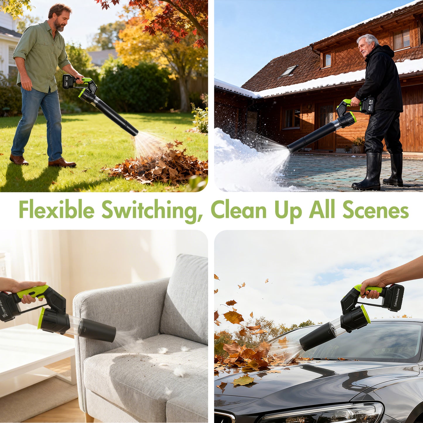 BAOKALER 21V Electric Cordless Leaf Blower, 600CFM 130MPH Sonw Blower with 2¡Á6AH Batteries, 3 Speed Modes, 180¡ã Adjustable Tube, LED Display