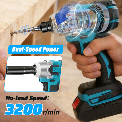 Baokaler Cordless Impact Wrench 1/2-Inch, Max Torque 740 Ft-lbs Impact Gun, High Efficiency Brushless Motor with Fast Charger and 2 Battery, 21V High Torque Power Impact Driver for Car/Mower