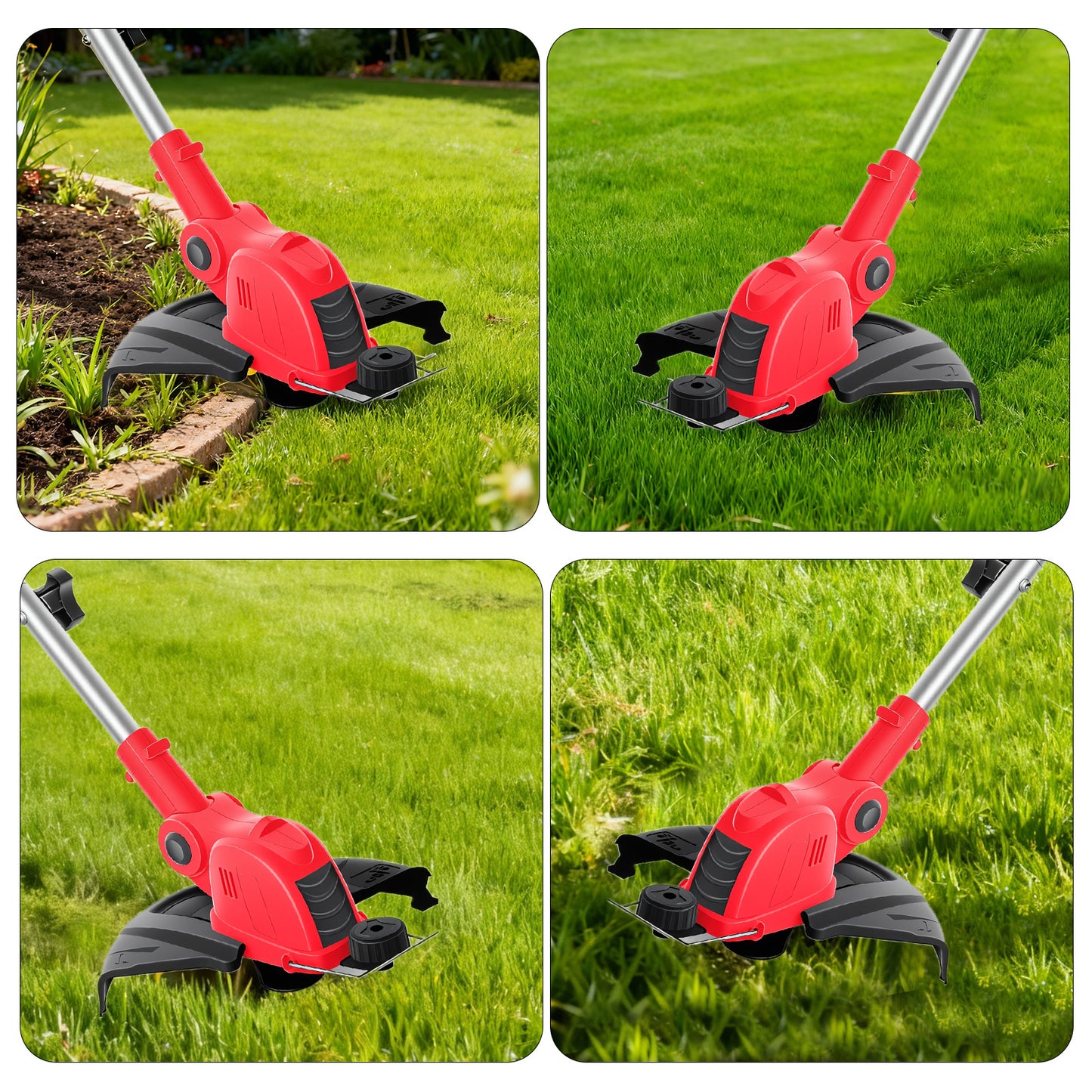 CATGOOD Cordless String Trimmer, 2AH Battery Powered Weed Trimmer with Fast Charger, Red