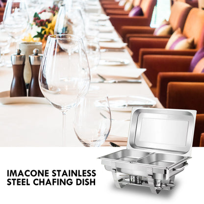 2Pack Chafing Dish Buffet Set, 8QT Buffet Servers and Warmers Chaffing Servers Stainless Steel with 2 Half Size Food Pans, Rectangular Food Warmers for Parties Buffets