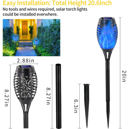 BAOKALER Flickering Flame Solar Lights Outdoor, 6 Pack Solar Garden Stake Lights Outside, LED Landscape & Walkway Blue Lights Waterproof for Outdoor Decor Yard Patio Pathway Christmas Halloween