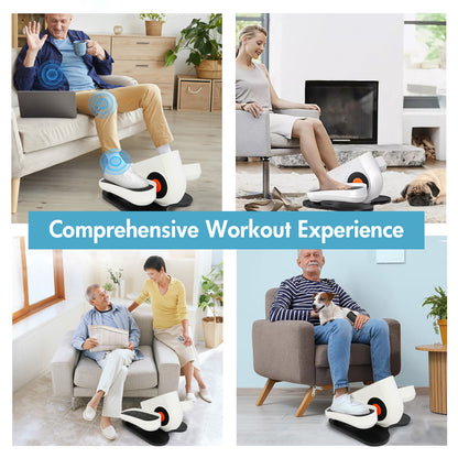 Under Desk Elliptical Machine, Fully Assembled Portable Leg Exerciser for Seniors and Adults, Quiet Electric Seated Pedal System with Remote Control and Non-Slip Straps