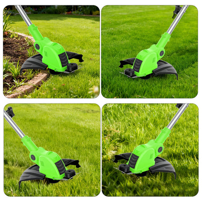 CATGOOD Cordless String Trimmer, 3AH Battery Powered Weed Trimmer with Fast Charger, Green