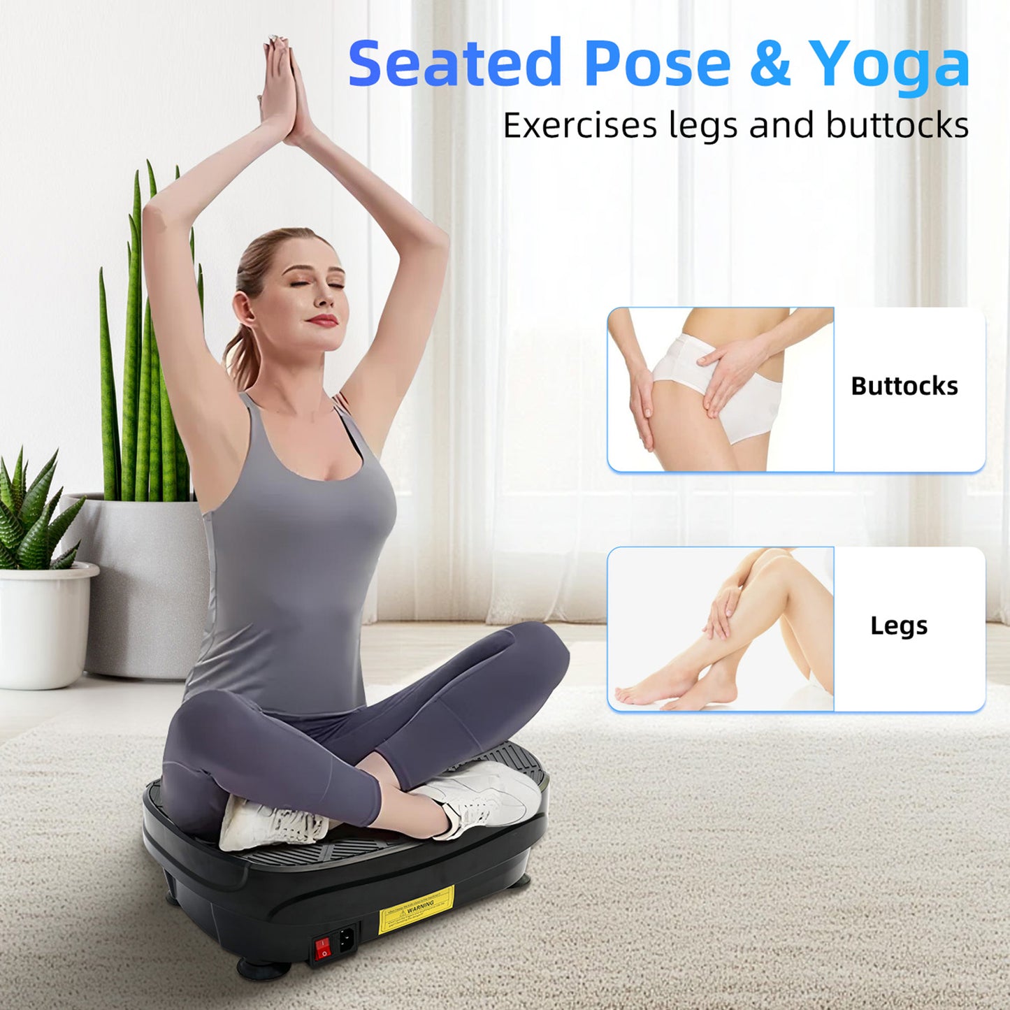 Vibration Plate Exercise Machine, Lymphatic Drainage Machine, Whole Body Workout Resistance Bands, Remote Control for Home Weight Loss and Training