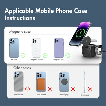 Foldable Magnetic Wireless Charger for iPhone Airpods iWatch, Portable 3 in 1 Charging Station Cube For Apple Multiple Devices - Travel Charging Pad Dock Compatible with Apple 12 and above series