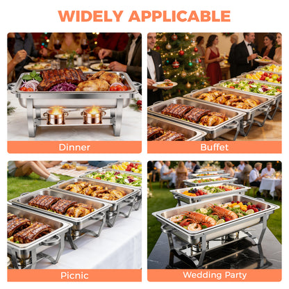 BAOKALER 2 Pack 9QT Stainless Steel Chafing Dish Buffet Set, Rectangular Food Warmer with Water Pan and Fuel Holder, Catering Supplies for Party Banquet Wedding