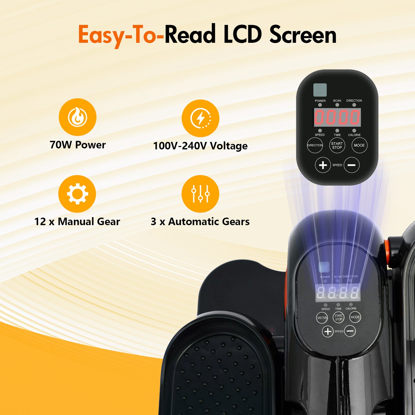 Under Desk Elliptical Machine, Ellipse Leg Exercise with Remote Control, 12 Adjustable Speeds, Manual & Electric Dual Modes, Mini Elliptical Machine