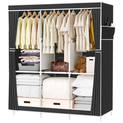 BAOKALER Portable Closet Organizers and Storage for Home, Non-Woven Fabric Wardrobe Closet Shelf, Dustproof Clothes Rack, Black