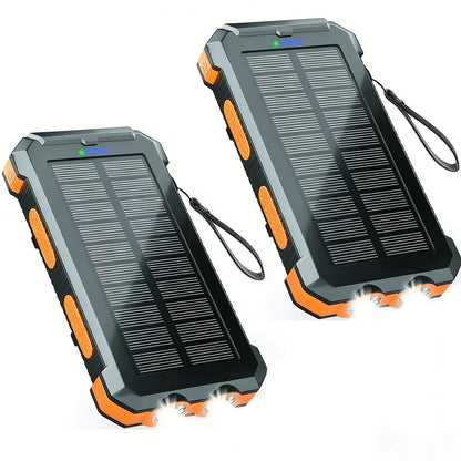 2PK Solar Power Bank, Portable Charger, 20000mAh Solar Charger with LED Flashlight, IP65 Waterproof External Backup Battery Pack Perfect for Camping, Outdoor Activities
