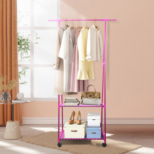 Clothes rack 2 Tier, Triangle Garment rack, Clothes Organizer on Wheels, Portable Garment Laundry Coat rack, Closet rack for Hanging Clothes, Clothes Hanging rack for Home Office Dorm Brown
