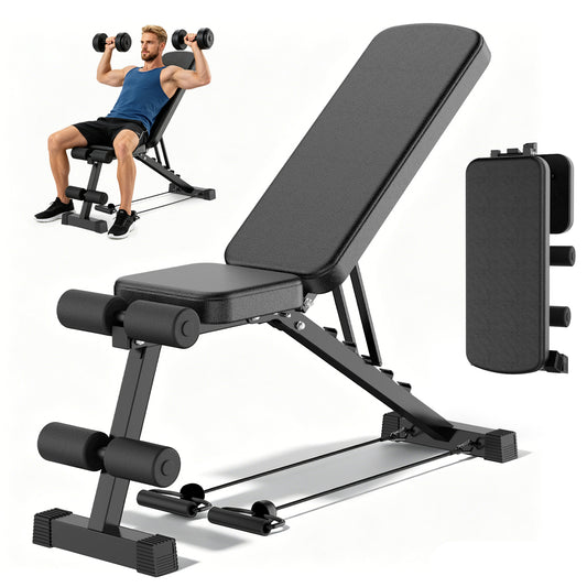 BAOKALER Adjustable Weight Bench , Foldable Workout Bench Heavy-duty Weight Bench Press for Home Gym Full Body Strength Training, Max Weight 500lbs, Black