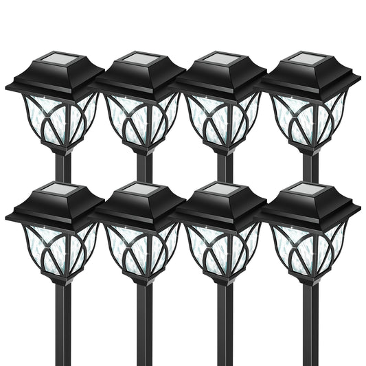 8 Pack Solar Lights Outdoor Waterproof for Garden Pathway Patio Yard Lawn Walkway Decorative Landscape Lighting, White