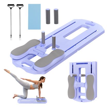 Rican Pilates Board, Foldable Ab Board, Multifunctional Abdominal Board for Home, 300 lbs Abs Workout Equipment with Knee Pad, Portable Pilates Reformer for Full Body Workout, Purple