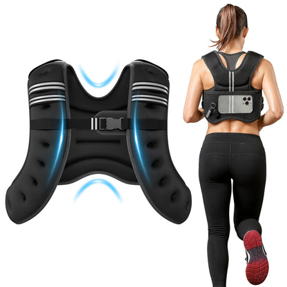 BAOKALER Weighted Vest for Fitness, 6lb with Reflective Strips, Ideal for Men & Women, Strength Training, Running, Muscle Building & Weight Loss