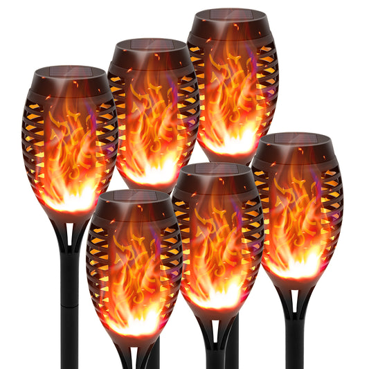 Baokaler Flickering Flame Solar Powered Torch Lights, ABS resin Orange, 6 Count