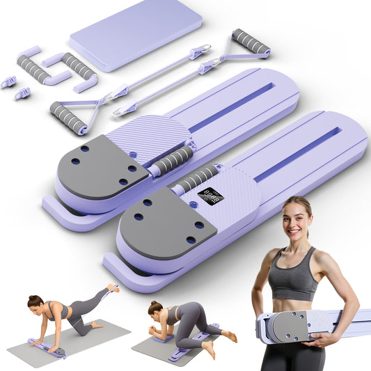 CATGOOD Pilates Reformer Board with Resistance Bands, Portable Pilates Board Ab Machine, Full Body Workout for Home, LED Timer & Calorie Display Ab Core Strengthener Trainer