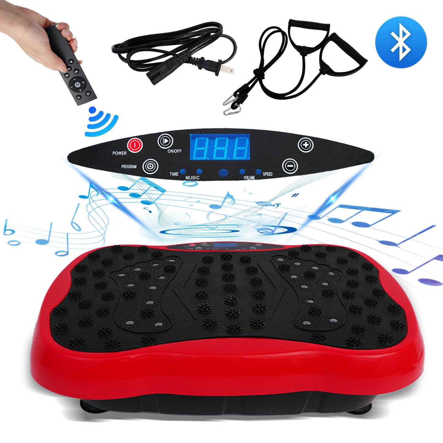 RICAN Vibration Plate Exercise Machine 330lb, Vibration Board for Lymphatic Drainage, Full Body Workout Vibrating Fitness Platform, Waver Stand for Weight Loss, Red
