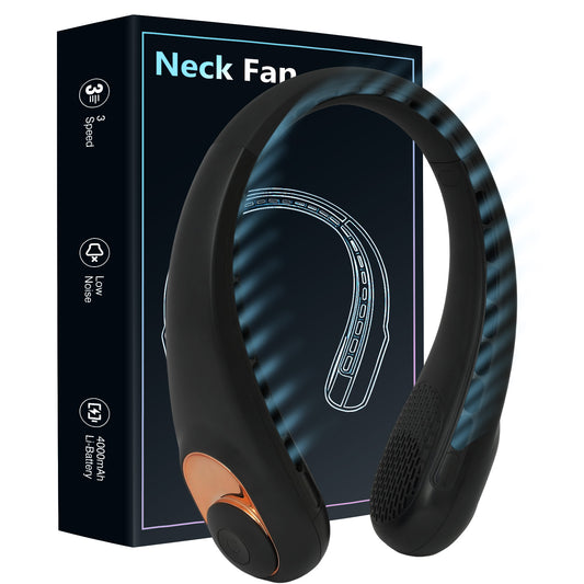 BAOKALER Neck Fan, Portable Personal Fan with 4000mAh USB-C Fast Charge, 360¡ã Cooling Hands-Free Fan, Ultra-Quiet Wearable Neck Cooler Perfect for Indoor/Outdoor Black (2 Pack)