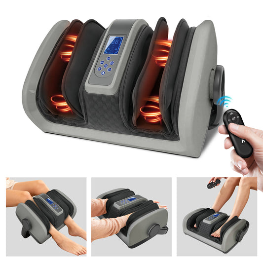 BAOKALER Shiatsu Foot Massager with Heat, Deep Kneading Foot and Calf Massager with Vibration Compression, Electric Leg Massager Machine for Circulation and Pain Relief, Gift for Elder, Black
