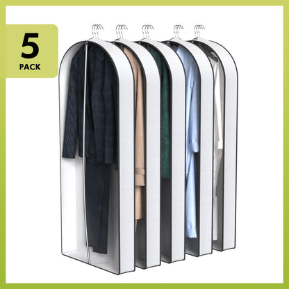60" Garment Bags with 4" Gussets, Multifunctional Garment Bags for Hanging Clothes,Waterproof Dress Bag and Suit Bag, Clear Travel Garment Bag for Clothes, Gowns, Coats, Suits, 5 Packs