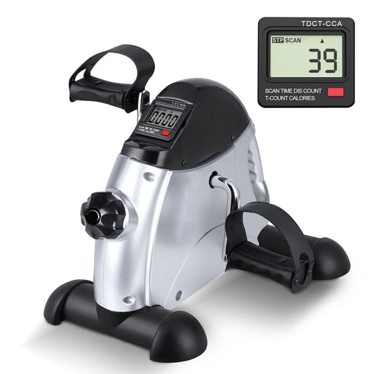 RICAN Under Desk Bike Pedal Exerciser, Mini Exercise Bike with Digital Display, Portable Foot Cycle Arm & Leg Peddler Machine for Home