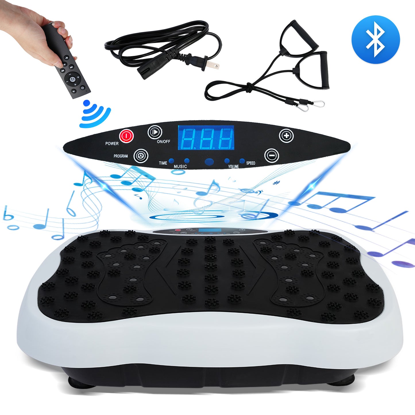 RICAN Vibration Plate Exercise Machine 330lb, Full Body Workout Vibrating Fitness Platform with Resistance Bands, Home Gym Equipment for&nbsp;Body Toning, White