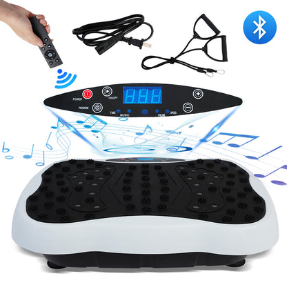RICAN Vibration Plate Exercise Machine 330lb, Full Body Workout Vibrating Fitness Platform with Resistance Bands, Home Gym Equipment for&nbsp;Body Toning, White