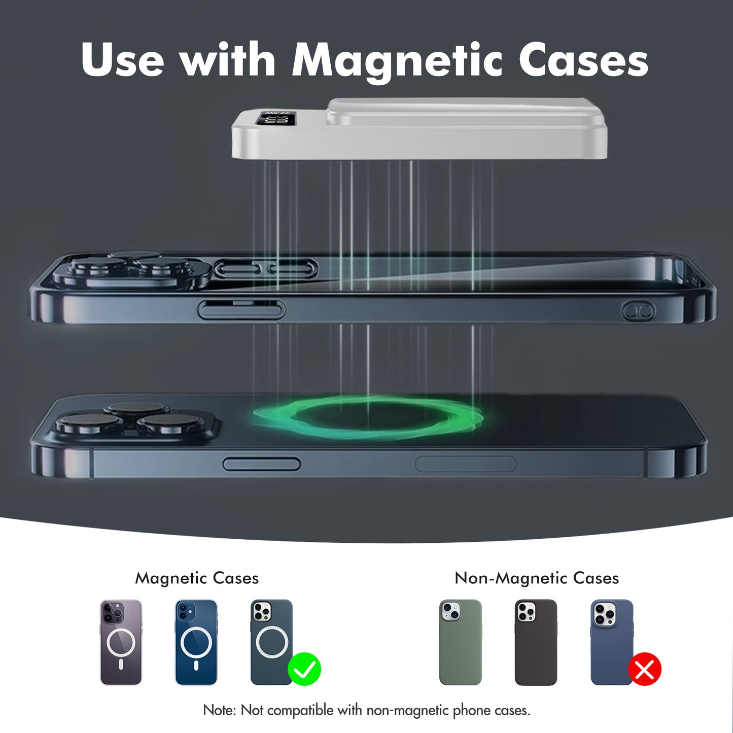 2 in 1 Portable Magnetic Wireless Power Bank, 10000mAh 22.5W Fast Charging, with LED Power Display, Suitable for Outdoor Emergency Backup Power Bank, Compatible with Multi Device, White
