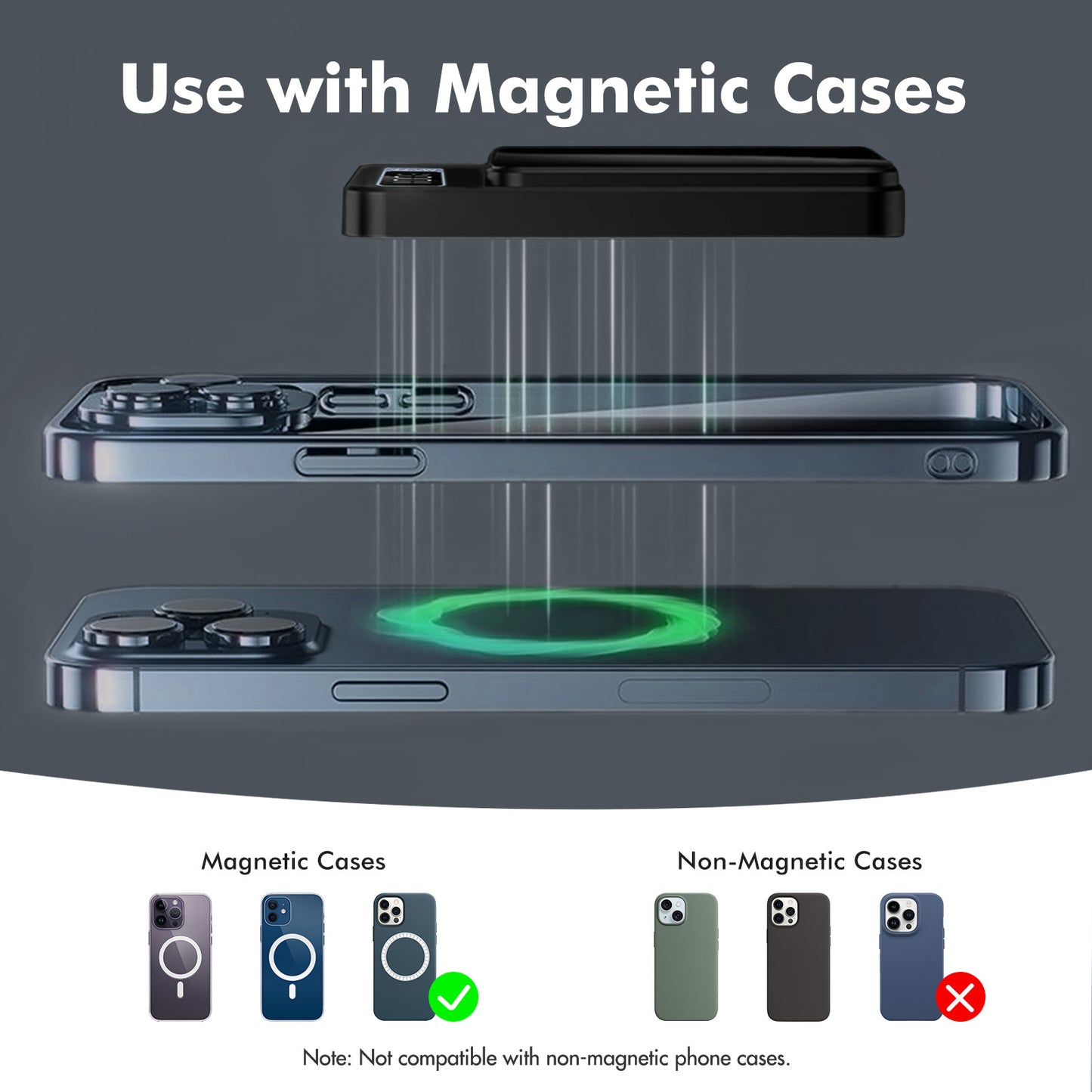 10000mAh Portable Charger with LED Power Display, 22.5W Fast Charging Phone Battery Bank, 2-in-1 Wireless Magnetic Power Bank, Suitable for Outdoor Travel Emergency Backup Battery Pack, Black