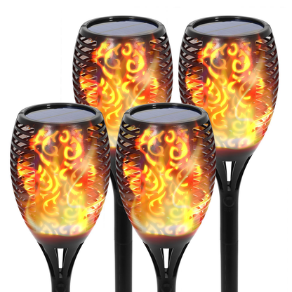 43" Solar Outdoor Lights, 96 LED Tiki Torch, Higher & Larger Flickering Flame Solar Torch Lights Waterproof Outdoor Pathway Lights for Garden Patio Yard 4 Pack