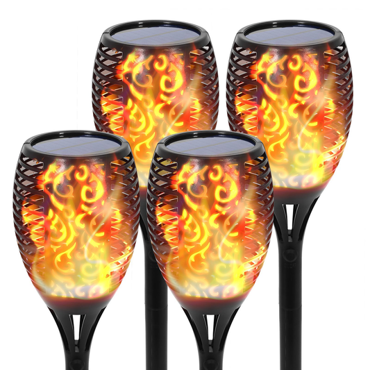 43" Solar Outdoor Lights, 96 LED Tiki Torch, Higher & Larger Flickering Flame Solar Torch Lights Waterproof Outdoor Pathway Lights for Garden Patio Yard 4 Pack