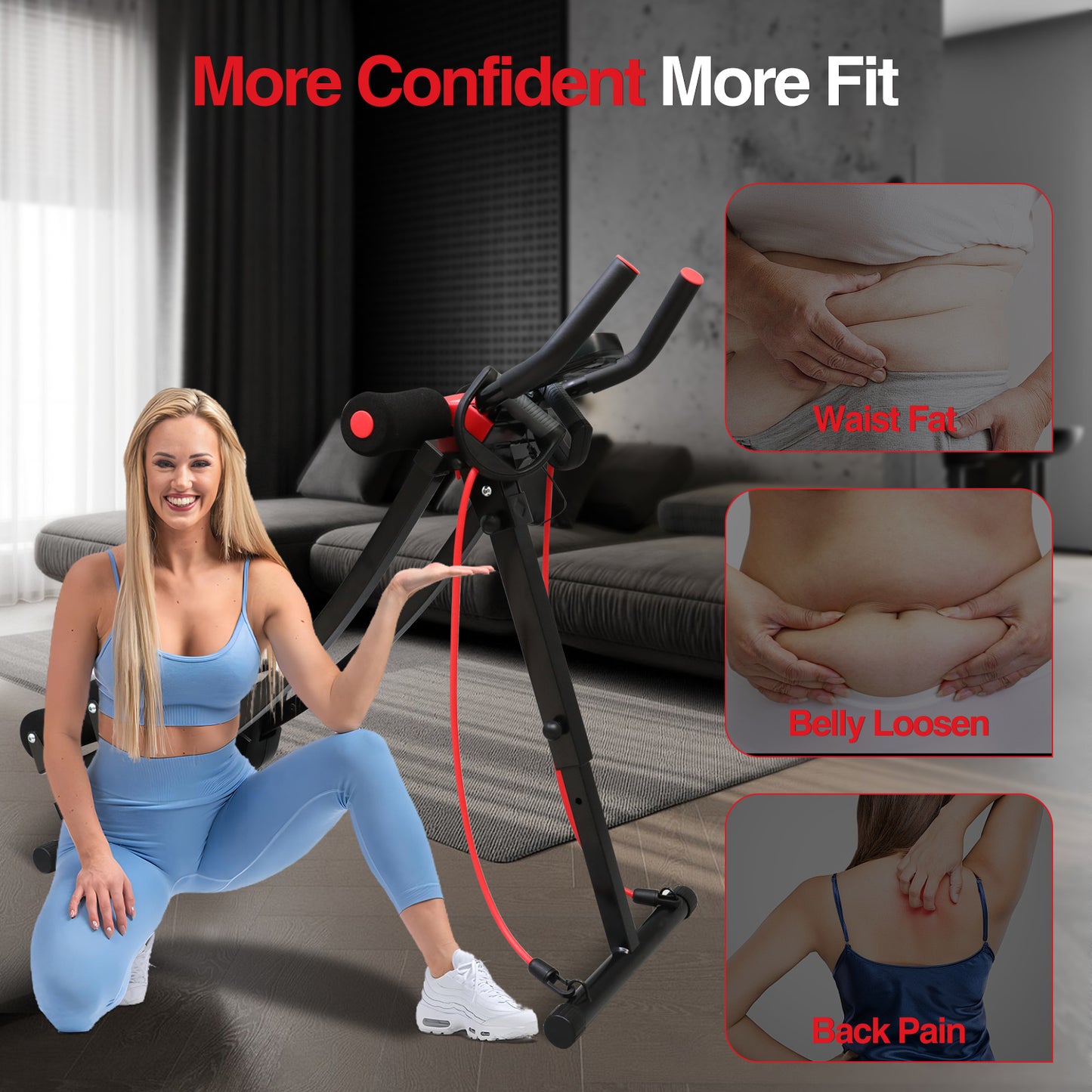 Dual Track Core & Abdominal Trainers, Abdominal Workout Equipment for Home Gym, Abdominal Exercise Machine Max Weight 440lbs, Fitness Equipment with LCD Display