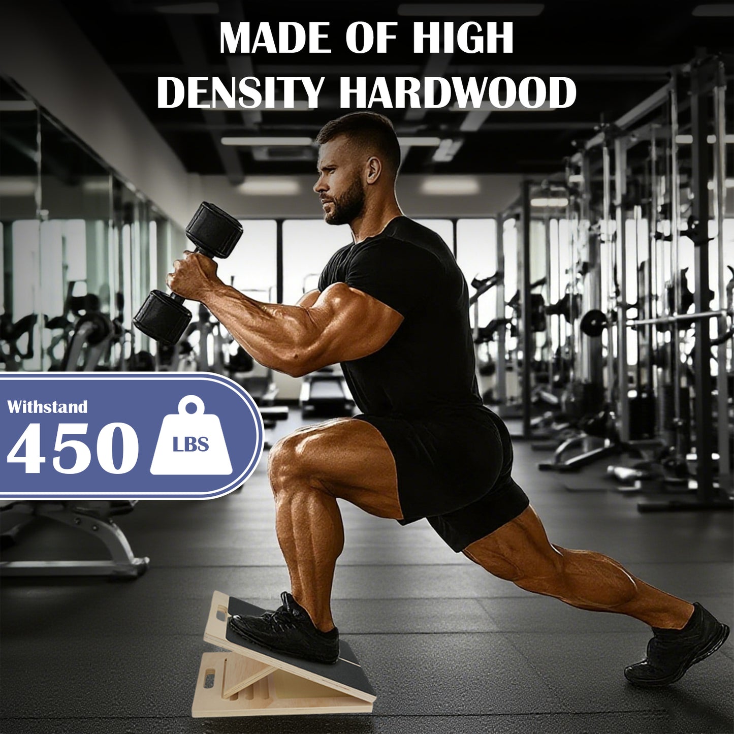 ALSO GO Portable Wooden Incline Board, 3-Level Adjustable, Natural Wood Color Stretching Board, Calf Stretch Board for Knees Ankle Heel Feet Leg