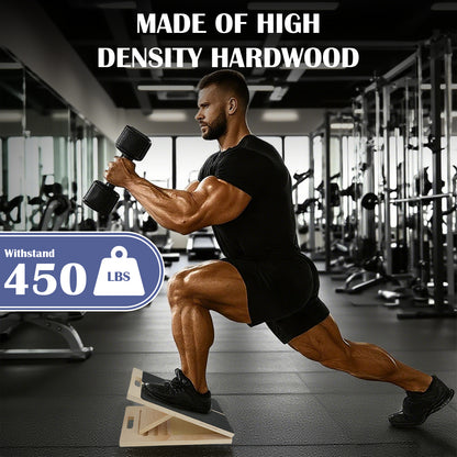 ALSO GO Portable Wooden Incline Board, 3-Level Adjustable, Natural Wood Color Stretching Board, Calf Stretch Board for Knees Ankle Heel Feet Leg