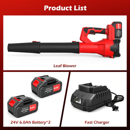 Leaf Blower, Electric Cordless Leaf Blower with 2 Batteries and Charger, 6 Speed Mode, Lightweight Battery Powered Leaf Blowers for Lawn Care, Blowing Leaves and Dust