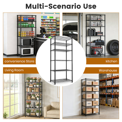 CATGOOD Heavy Duty Wire Shelving, 6-Tier Adjustable Metal Storage Rack for Garage Kitchen, 2000 lb Capacity, No-Tool Assembly, 18"W x 23"D x 71"H