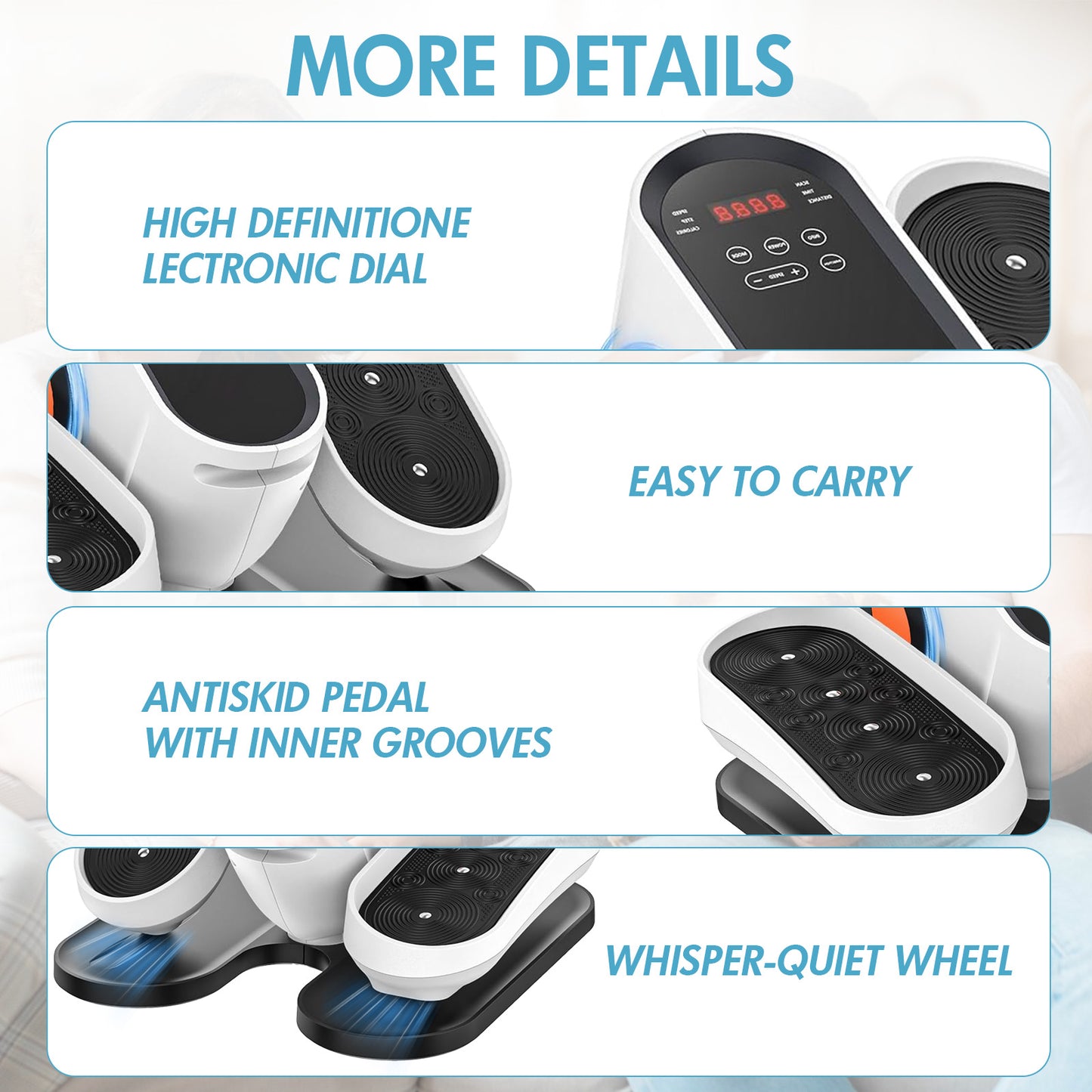 Under Desk Elliptical Machine, Fully Assembled Portable Leg Exerciser for Seniors and Adults, Quiet Electric Seated Pedal System with Remote Control and Non-Slip Straps