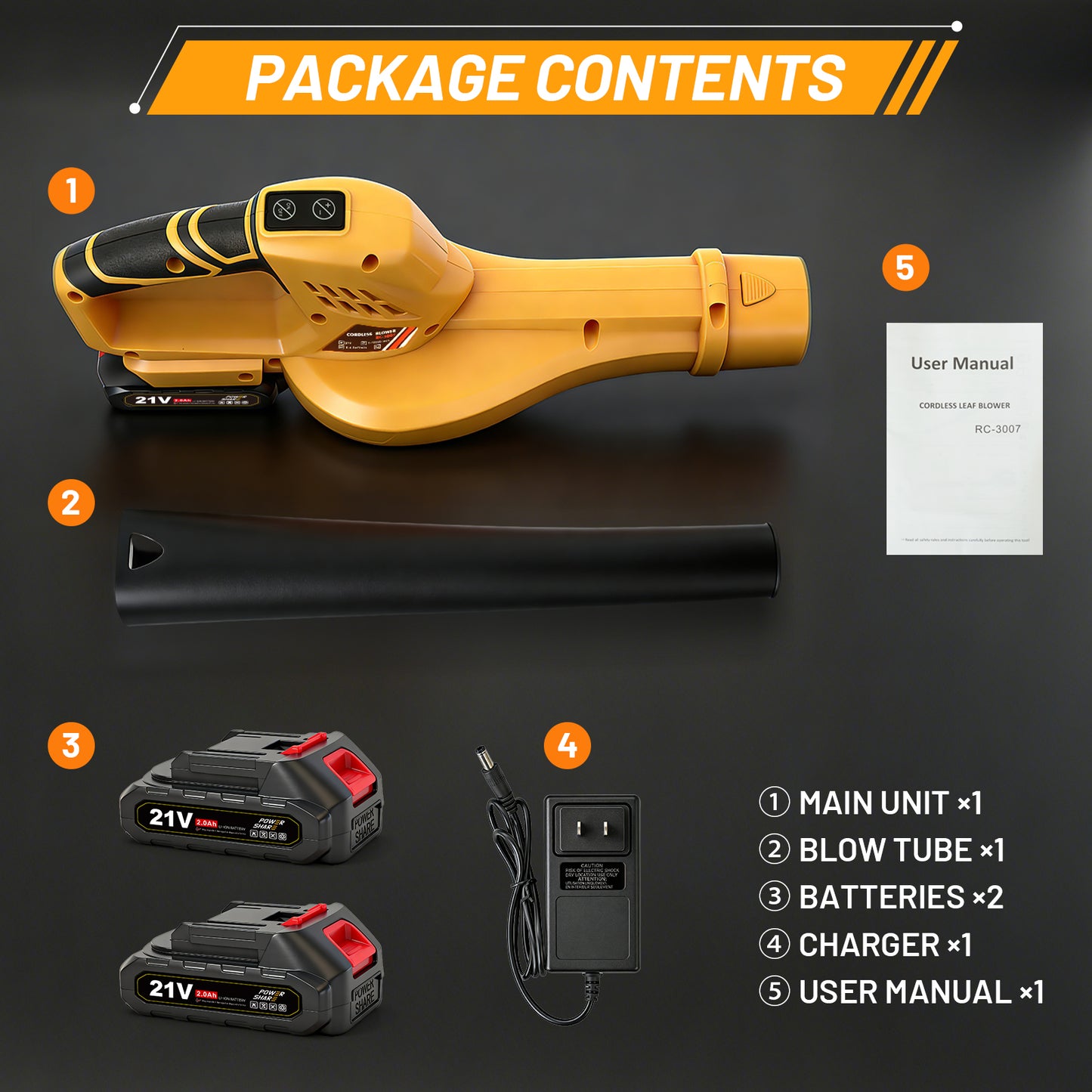 BAOKALER Cordless Leaf Blower, 158CFM 111MPH Powerful Electric Blower with 2 x 2.0Ah Batteries & Charger, Portable Blower for Patio, Garden, Car, Worksite